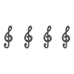 4 Piece Dark Brown Iron Musical Note Treble Clef Wall Sculpture Utility Hooks