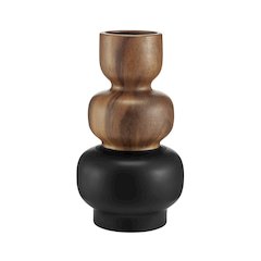 Milo Trinnet Three Tiered Two Tone Tabletop Vase - Black and Walnut - Small