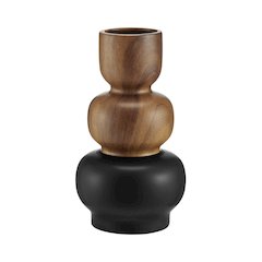 Milo Trinnet Three Tiered Two Tone Tabletop Vase - Black and Walnut - Large