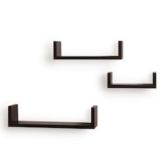 Floating 'U' Laminated Walnut Veneer Shelves (Set of 3)