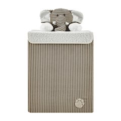 Collapsible Folding Corduroy Kids Plush Laundry Hamper Toy Storage Gray Elephant
