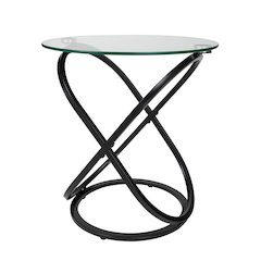 Galaxy Black and Tempered Glass Round End Table