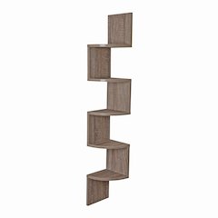 Large Rustic Weathered Oak Laminate Corner Wall Mount Shelf