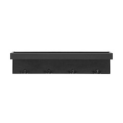 Wall Mounted Entryway Coat Rack with Decorative Ledge Shelf and Hooks - Black