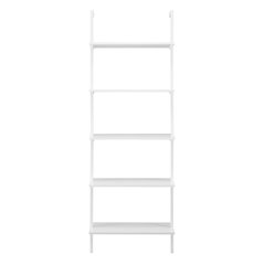 Everett 5-Tier Open Display Wall Mount Metal Frame Ladder Shelf - White/White