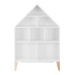 Steiner White Dollhouse 8-Compartment Kids Freestanding Bookshelf - Beech Legs