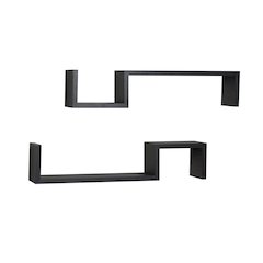 Black "S" Wall Mount Shelves (Set of 2)