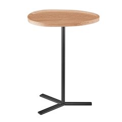 Carter Oval Teardrop Couch-Side Accent C-Table Y-Shape Leg - Natural Brown/Black