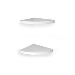 White Veneer Corner Radial Shelves (Set of 2)