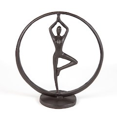 Yoga Tree Circle Cast Iron Sculpture