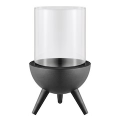 Molta Modern Black Metal Pedestal Glass Pillar Hurricane Candle Holder - Large