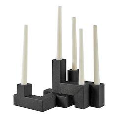 Contemporary Black Metal 2-Piece Stacking Candelabra Taper Candle Holder Set