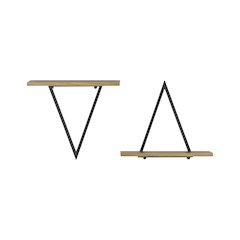 Triangle Accent Wall Shelf Reversible Configuration - Black Metal Walnut Finish