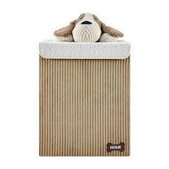 Collapsible Folding Corduroy Kids Plush Laundry Hamper Storage Brown/White Dog
