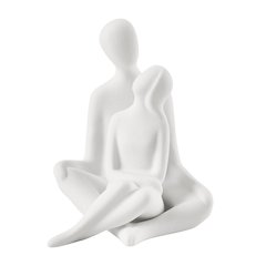 Abstract Sitting Couple Decorative Accent Matte Ceramic Sculpture Figure Set