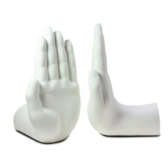 White "Hands" Bookend Set of 2