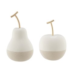 Vost Dipped Fruit Ceramic Sculpture Figure Set of 2 - Large - White/Cream
