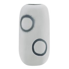 Elara Matte White Navy Oval Opening Tabletop Glass Vase - Cylindrical Large