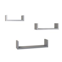 Laminated Silver Gray Floating "U" Shelves (Set of 3)