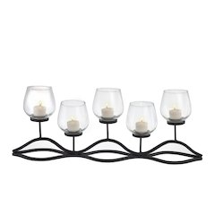Wavy Iron and Glass Hurricane Candleholder