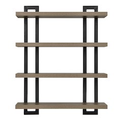 4-Tier Floating Bracket Wall Shelf - Black Metal and Walnut Finish