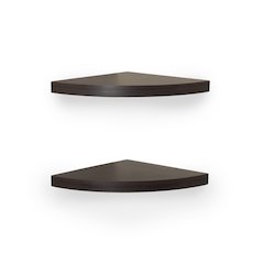 Walnut Laminate Corner Radial Shelves (Set of 2)