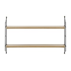 Severini Floating Bracket Farmhouse Two-Tier Wall Shelf - Black/Chestnut