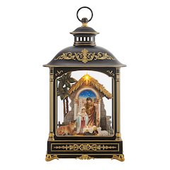 Black Gold Christmas Nativity Scene Diorama Lighted Lantern Decoration