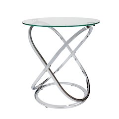 Galaxy Chrome and Tempered Glass Round End Table