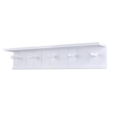 24" Wall Mount Coat Rack with 5 Hanger Hooks and Display Shelf - White