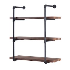 Three Tier Industrial  Pipe Wall Shelf