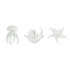 Lorelei Glow-in-the-Dark Glass Sculptures Set of 3 - Starfish, Snail, Jellyfish