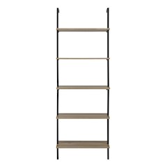 Everett 5-Tier Open Display Wall Mount Metal Ladder Shelf - Black/Light Walnut