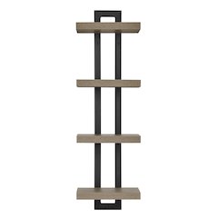 4-Tier Ladder Bracket Floating Wall Shelves - Black Metal and Walnut Finish