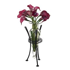Clear Amphora Vase with Wire Stand
