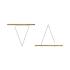 Triangle Accent Wall Shelf Reversible Configuration - White Metal Walnut Finish