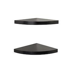Black Veneer Corner Radial Shelves (Set of 2)