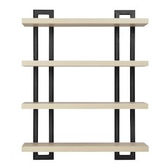 4-Tier Floating Bracket Wall Shelf - Black Metal and White Birch Finish