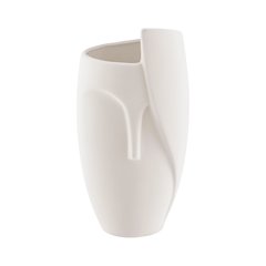 Hans Ansit Cream Abstract Face Matte Ceramic Sculpture Decorative Planter Vase