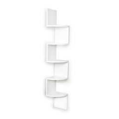Large White Laminate Corner Wall Mount Shelf