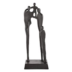 Brown Cast Iron Abstract Family of Four Together Sculpture