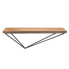 Rustic Wall Mount Pine Wood Shelf with Diamond-Shaped Iron Bracket