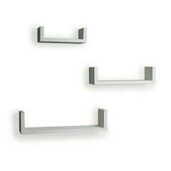 Floating 'U' Laminated White Shelves (Set of 3)
