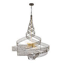 Flow 8-Lt Twist Pendant - Matte Black/French Gold