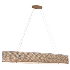 Flow 6-Lt Oval Linear Pendant w/Fabric Shade - Hammered Ore