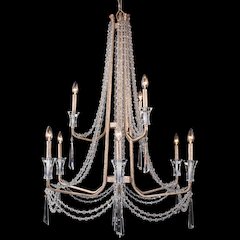 Barcelona 9-Lt 2-Tier Crystal Chandelier - Transcend Silver