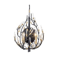 Bask 2-Lt Crystal Sconce - Matte Black/French Gold