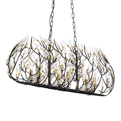 Bask 6-Lt Crystal Linear Pendant - Matte Black/French Gold