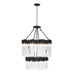 Matrix 14-Lt 2-Tier Chandelier - Matte Black/French Gold