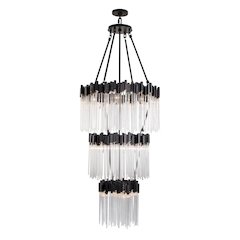 Matrix 18-Lt 3-Tier Chandelier - Matte Black/French Gold